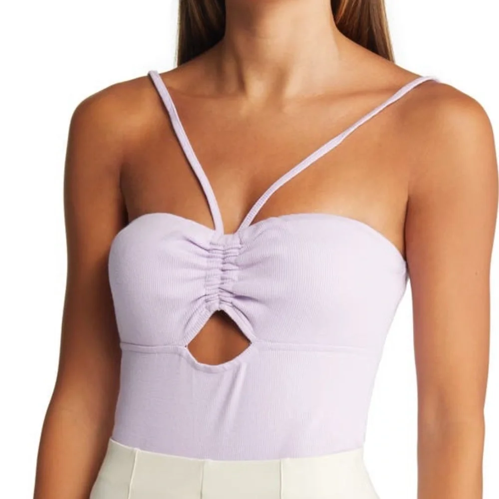 Open Edit Cut Out Body Suit in Purple Bloom - Picture 2 of 8